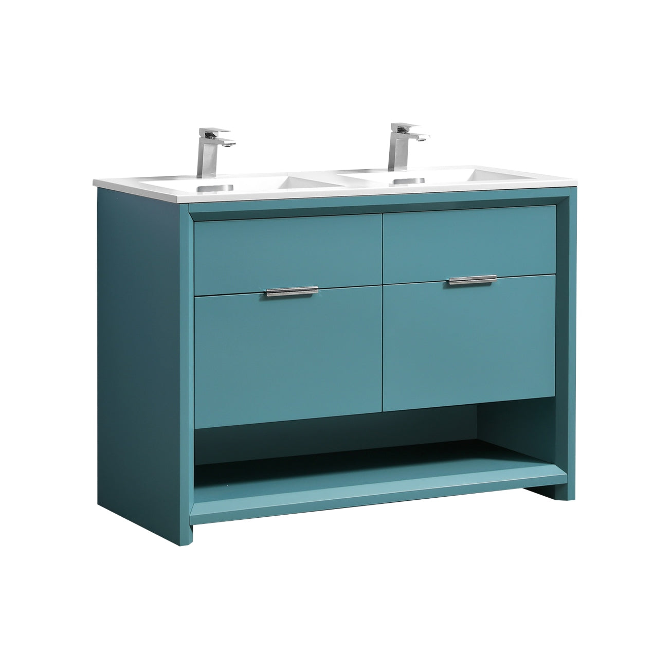 NUDO 48'' Floor Mount Double Modern bathroom Vanity in Teal Green Finish