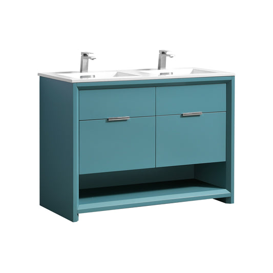 NUDO 48'' Floor Mount Double Modern bathroom Vanity in Teal Green Finish