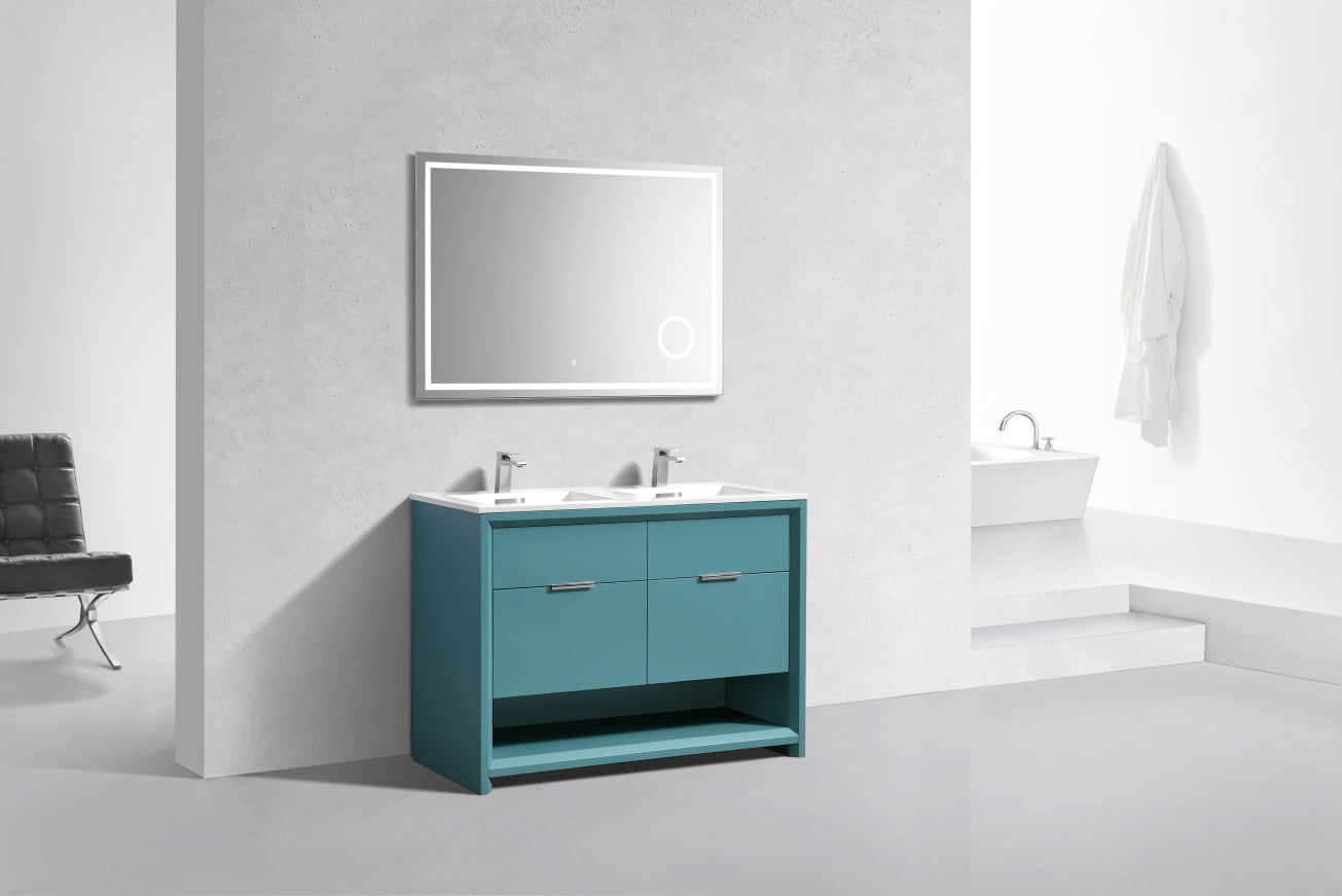NUDO 48'' Floor Mount Double Modern bathroom Vanity in Teal Green Finish
