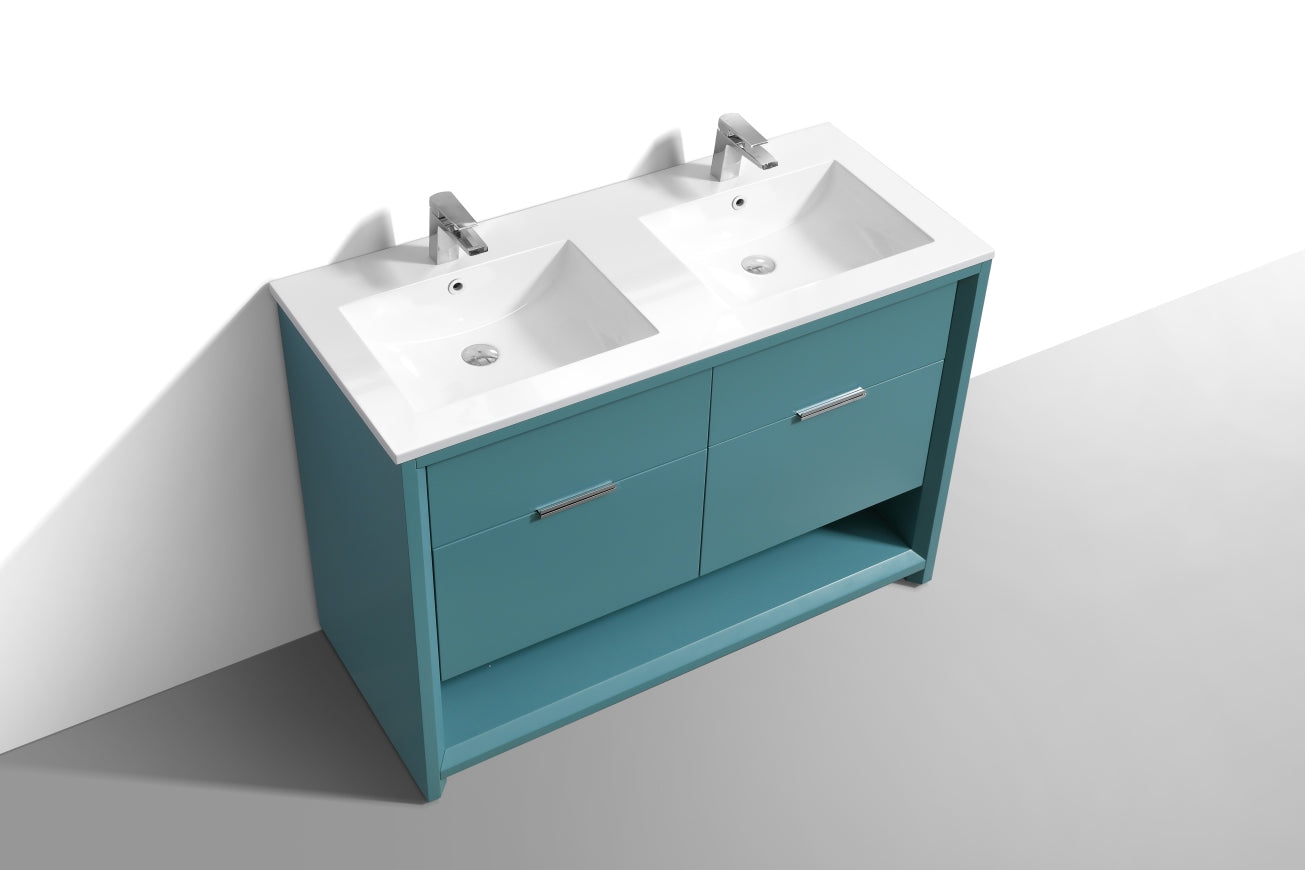 NUDO 48'' Floor Mount Double Modern bathroom Vanity in Teal Green Finish