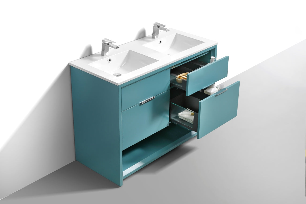 NUDO 48'' Floor Mount Double Modern bathroom Vanity in Teal Green Finish