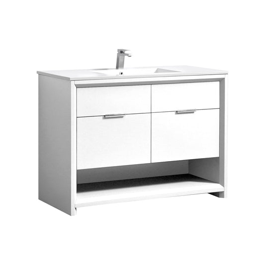 NUDO 48'' Floor Mount Single Sink Modern bathroom Vanity in Gloss White Finish