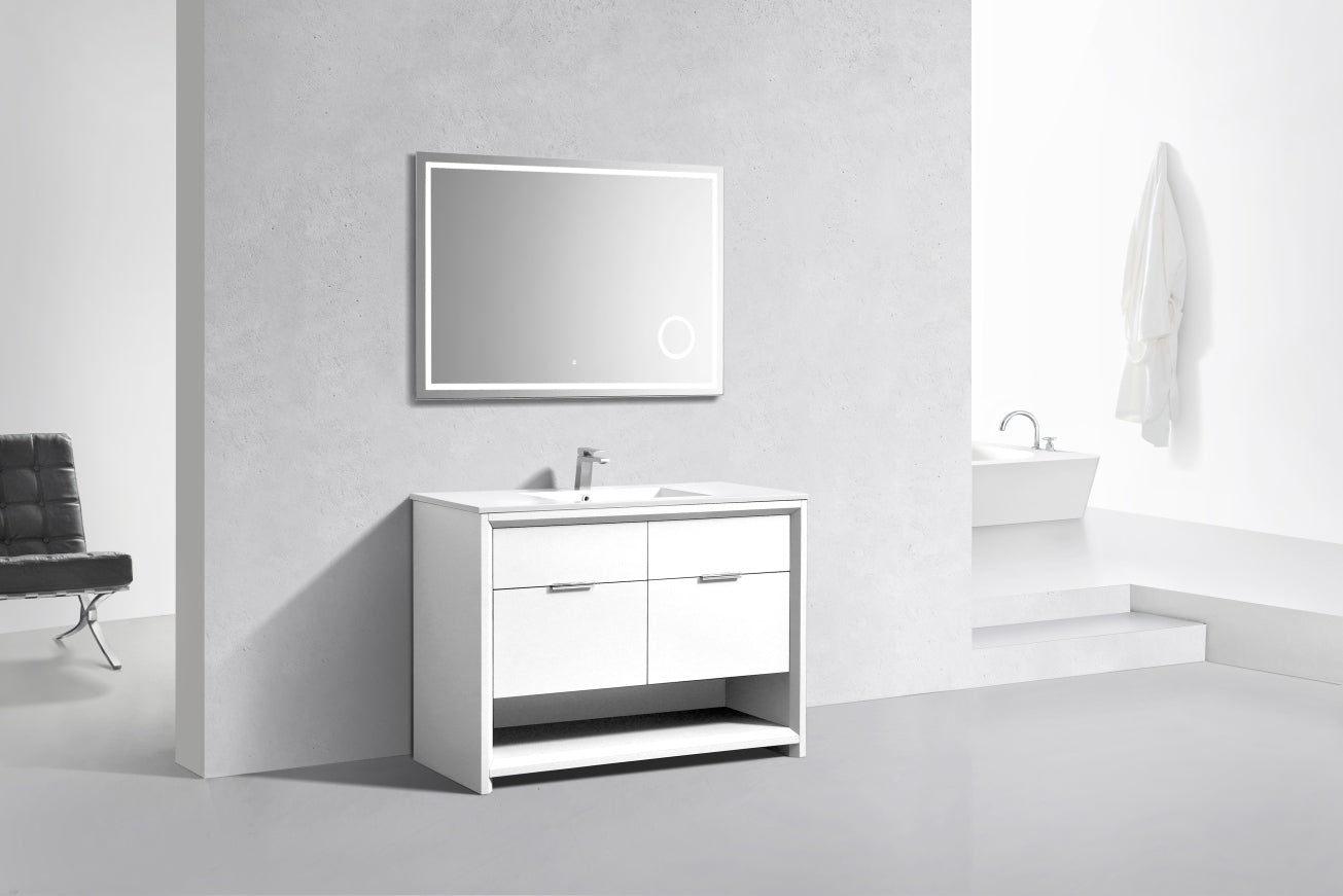 NUDO 48'' Floor Mount Single Sink Modern bathroom Vanity in Gloss White Finish