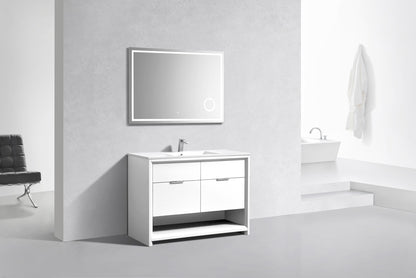 NUDO 48'' Floor Mount Single Sink Modern bathroom Vanity in Gloss White Finish