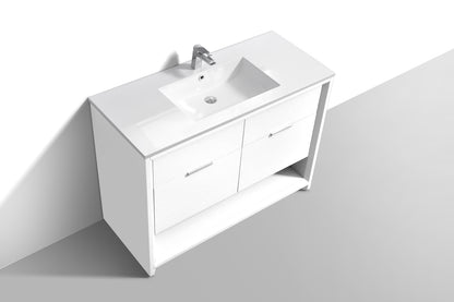 NUDO 48'' Floor Mount Single Sink Modern bathroom Vanity in Gloss White Finish