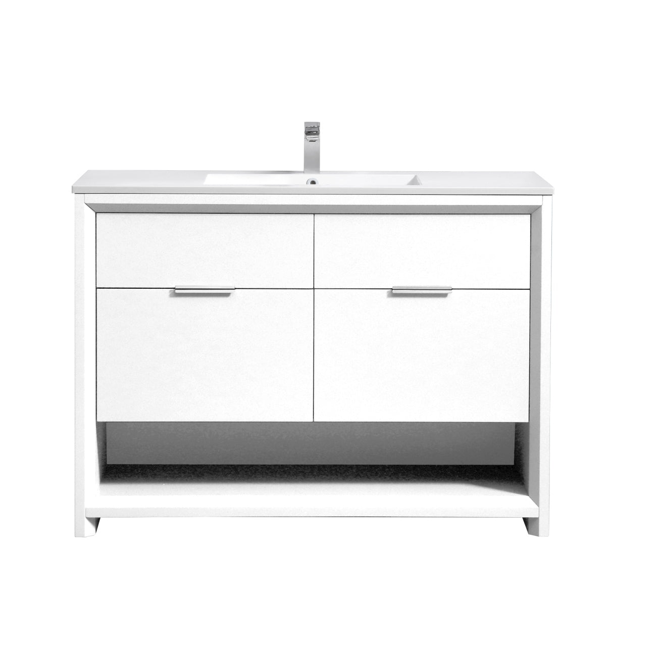 NUDO 48'' Floor Mount Single Sink Modern bathroom Vanity in Gloss White Finish