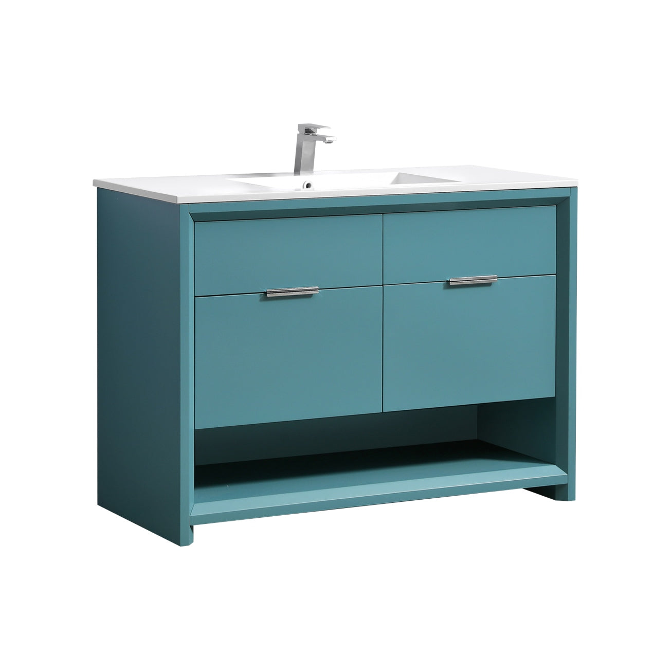 NUDO 48'' Floor Mount Single Sink Modern bathroom Vanity in Teal Green Finish