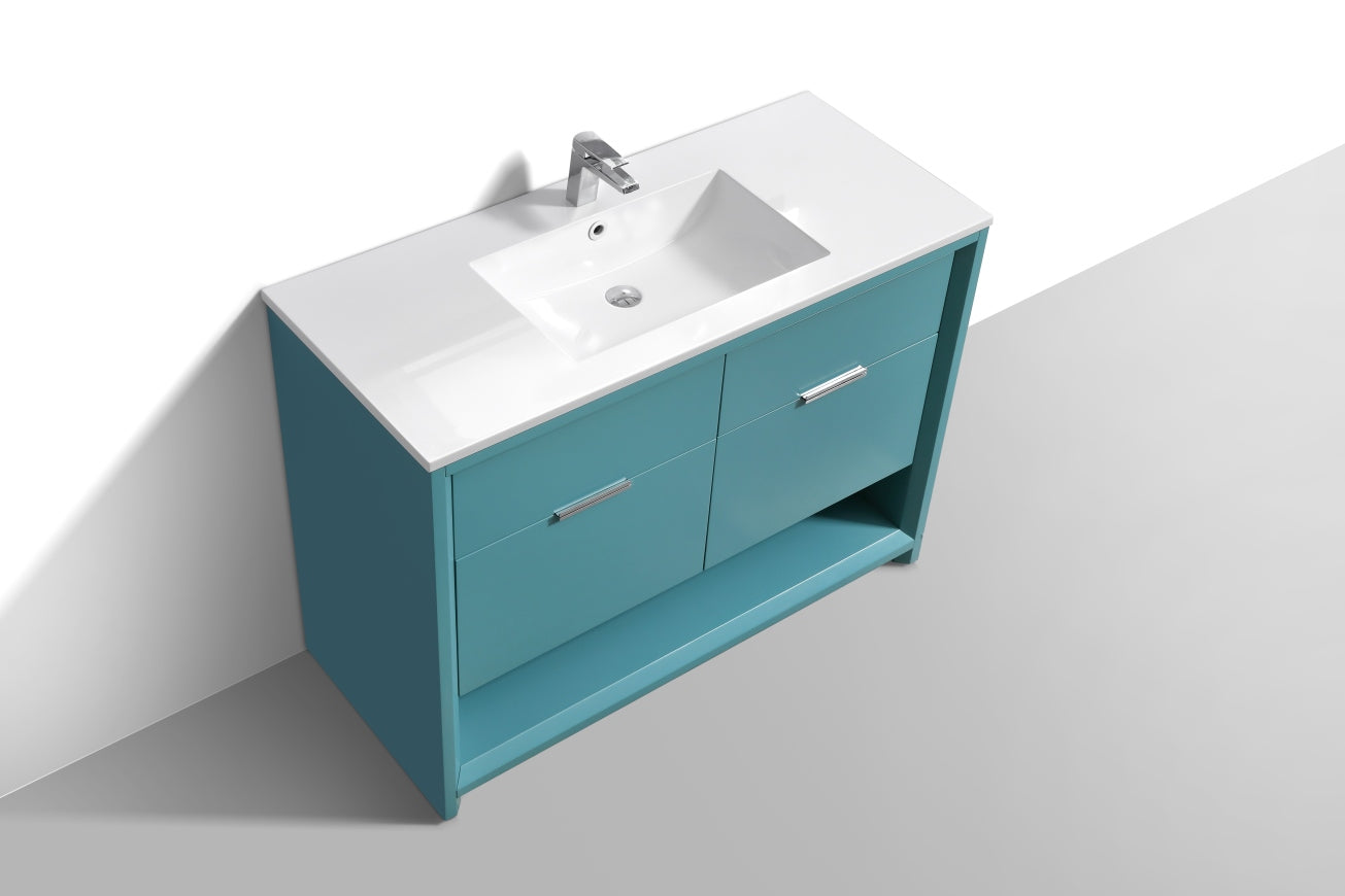 NUDO 48'' Floor Mount Single Sink Modern bathroom Vanity in Teal Green Finish