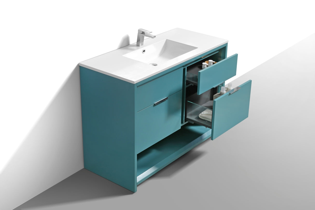 NUDO 48'' Floor Mount Single Sink Modern bathroom Vanity in Teal Green Finish