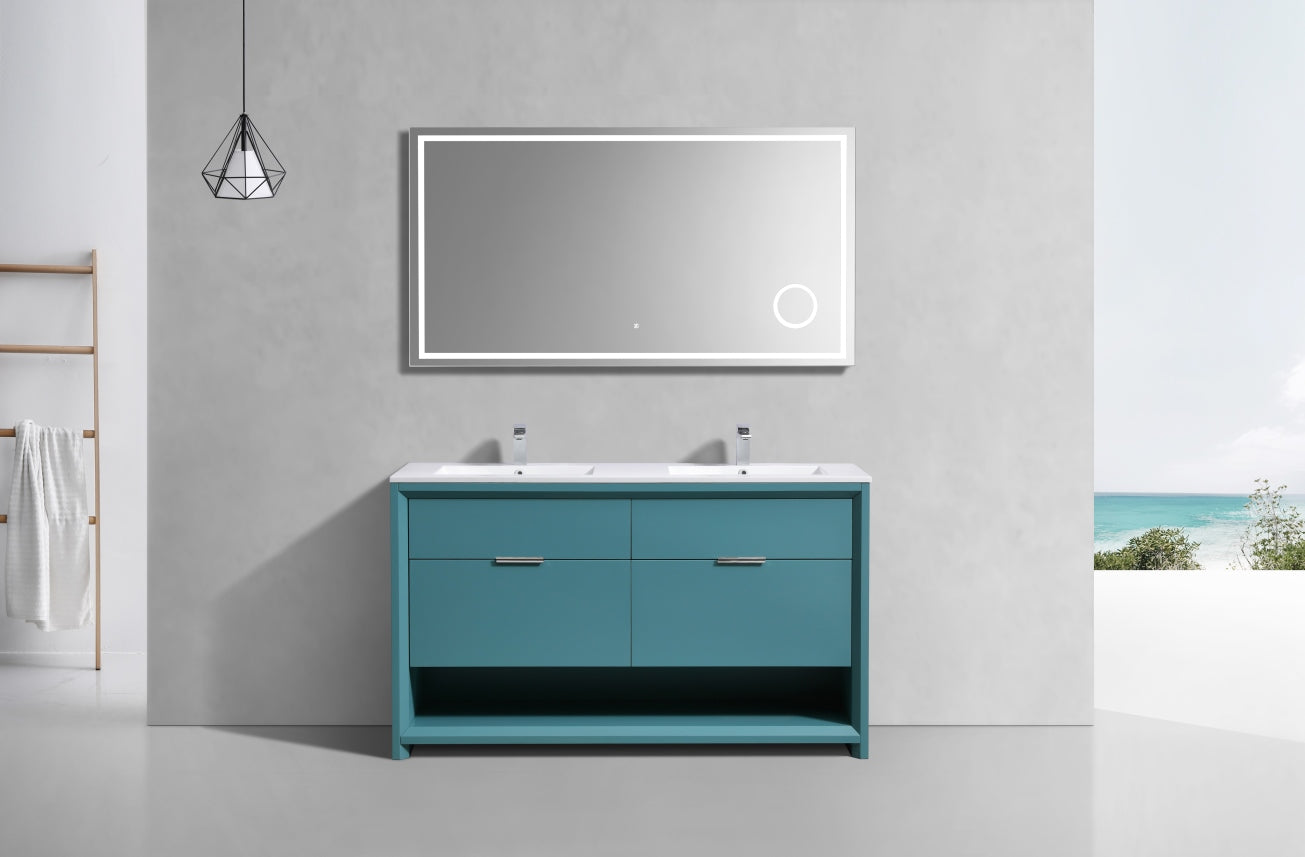 NUDO 60'' Floor Mount Double Modern bathroom Vanity in Teal Green Finish