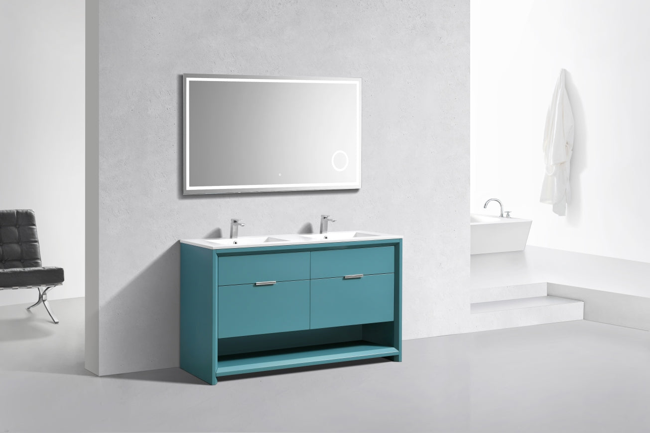 NUDO 60'' Floor Mount Double Modern bathroom Vanity in Teal Green Finish