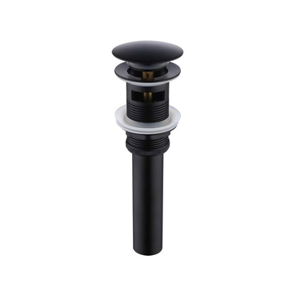 Kubebath Solid Brass Construction Pop-Up Drain Matte Black Finish – W/ Overflow