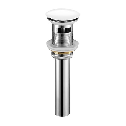 Kubebath Solid Brass Construction Pop-Up Drain White Finish W/ Overflow