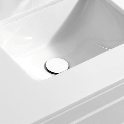 Kubebath Solid Brass Construction Pop-Up Drain White Finish W/ Overflow