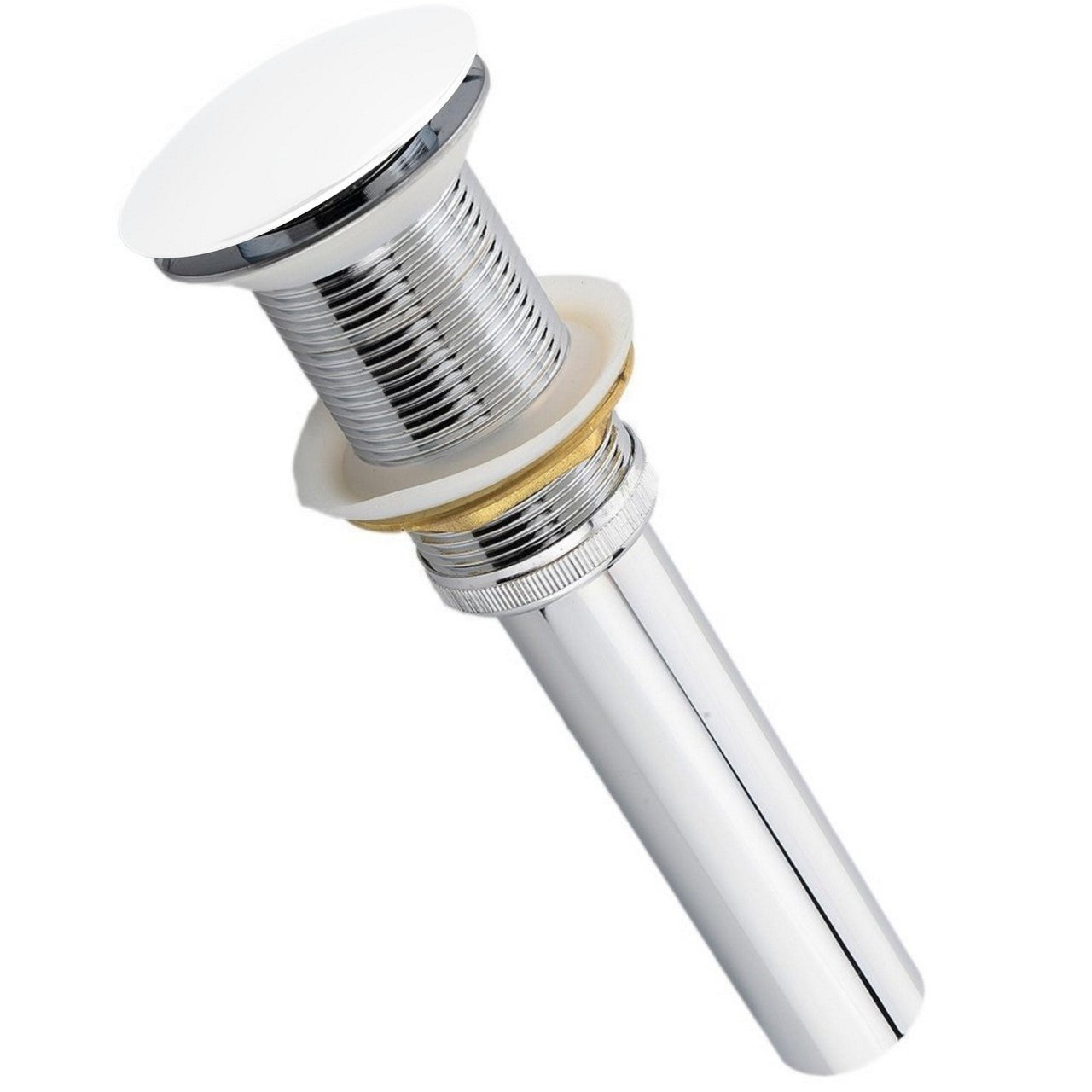 Kubebath Solid Brass Construction Pop-Up Drain White Finish No Overflow