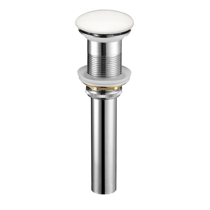 KubeBath Solid Brass Construction Pop-Up Drain W/ White Ceramic Finish – Without Overflow