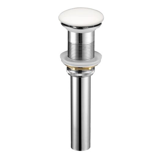 KubeBath Solid Brass Construction Pop-Up Drain W/ White Ceramic Finish – Without Overflow