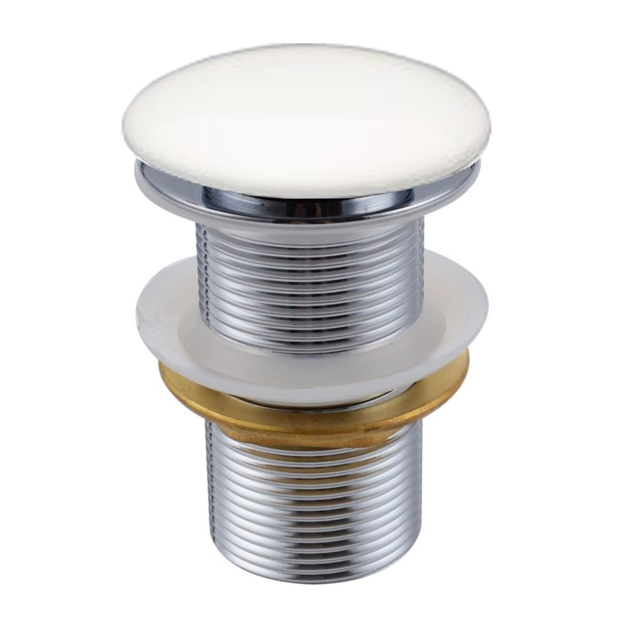 KubeBath Solid Brass Construction Pop-Up Drain W/ White Ceramic Finish – Without Overflow