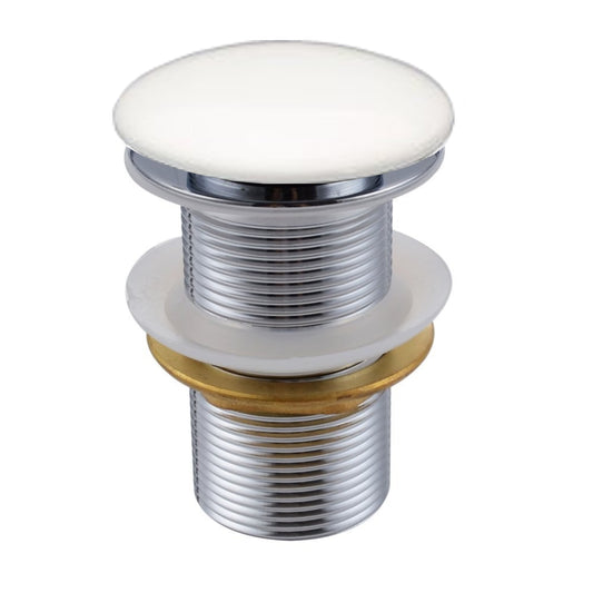 KubeBath Solid Brass Construction Pop-Up Drain W/ White Ceramic Finish – Without Overflow