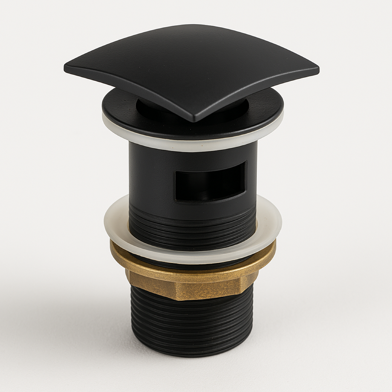 Kubebath Solid Brass Square Pop-Up Drain Matte Black Finish – W/ Overflow