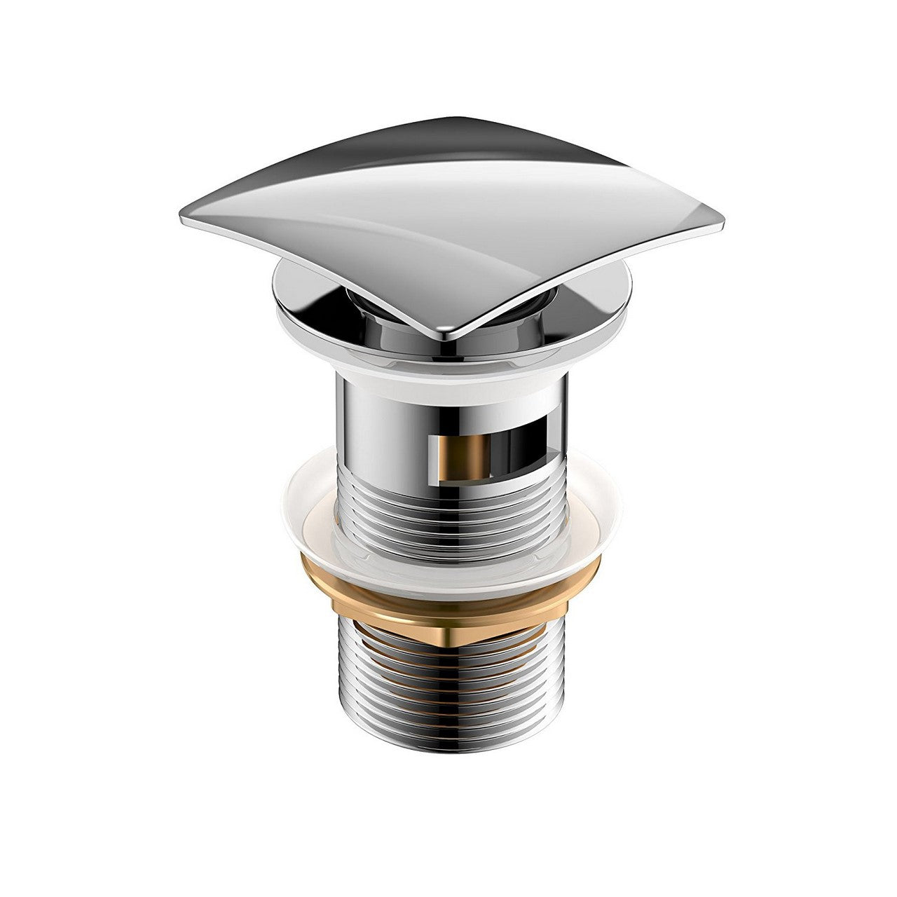 Kubebath Solid Brass Square Pop-Up Drain Chrome Finish With Overflow