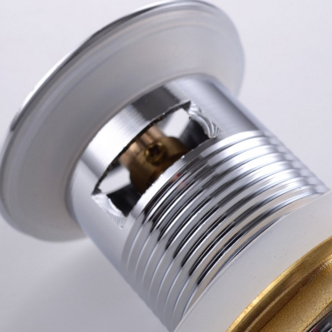 Kubebath Solid Brass Square Pop-Up Drain Chrome Finish With Overflow