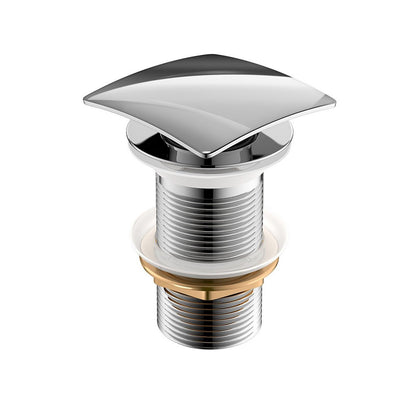 Kubebath Solid Brass Square Pop-Up Drain Chrome Finish No Overflow