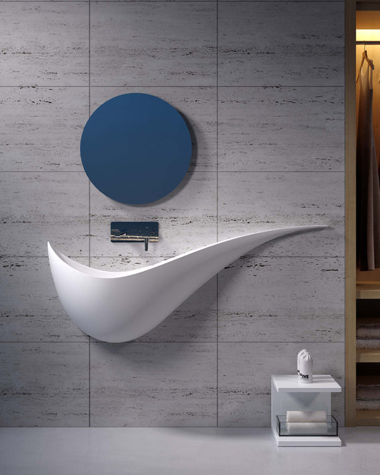 KENZO 52'' Wall Mount Pedestal Sink Matte White