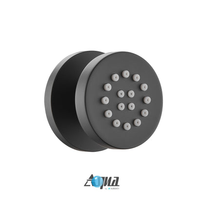 Aqua RONDO Black Brass Shower Set w/ 8" Round Rain Shower and 4 Body Jets