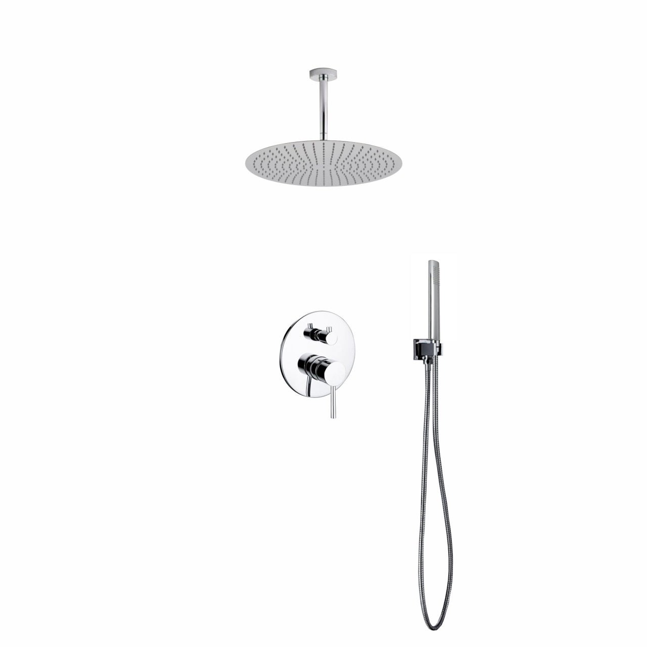 Aqua Rondo Shower Set w/ Ceiling Mount 20" Rain Shower and Handheld