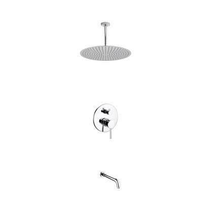 Aqua Rondo Shower Set w/ Ceiling Mount 20" Rain Shower and Tub Filler
