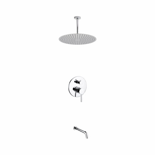 Aqua Rondo Shower Set w/ Ceiling Mount 20" Rain Shower and Tub Filler