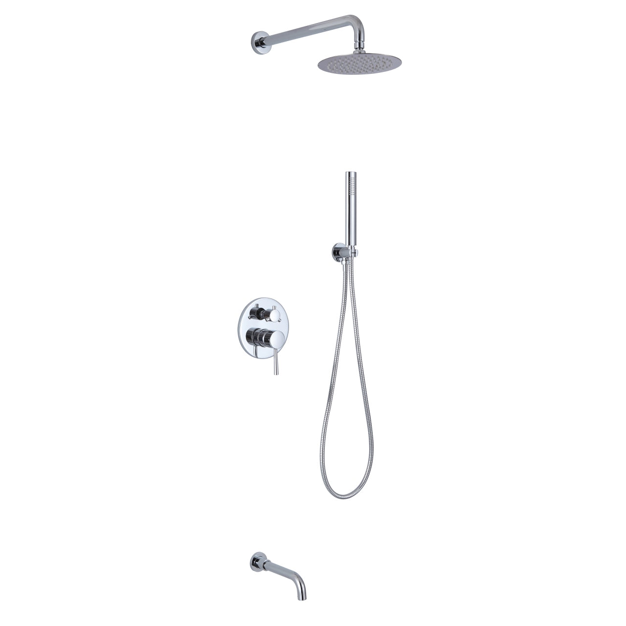 Aqua Rondo Shower Set w/ 8" Rain Shower, Handheld and Tub Filler