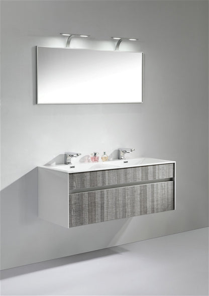 Fitto 48" Double Sink Ash Gray Wall Mount Modern Bathroom Vanity