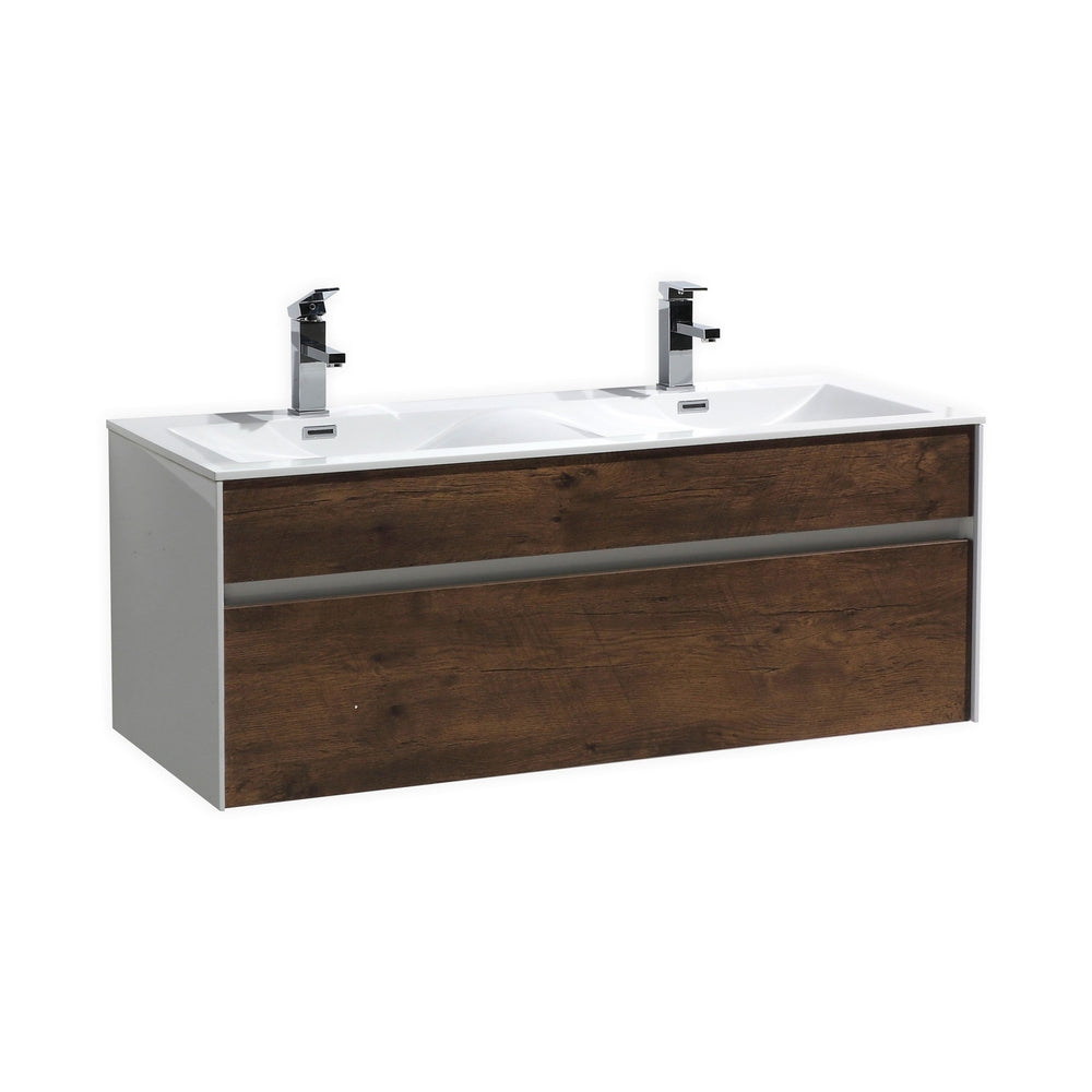 Fitto 48" Double Sink Rosewood Wall Mount Modern Bathroom Vanity