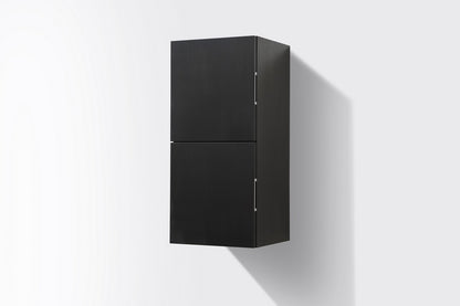 Bathroom Black Wood Linen Side Cabinet w/ 2 Storage Areas