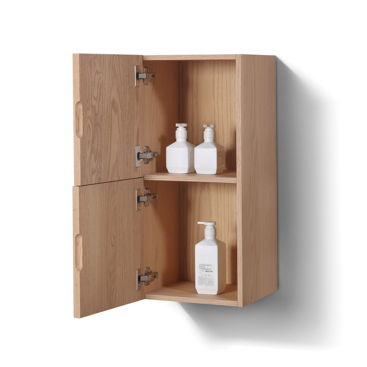Fiore Bathroom Oak Wood Linen Side Cabinet w/ 2 Storage Areas