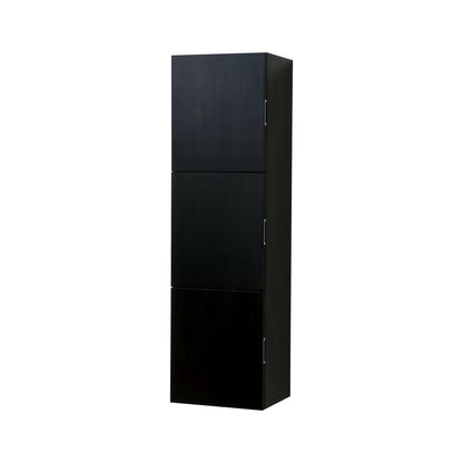 Bliss Black Wood Bathroom Linen Cabinet w/ 3 Large Storage Areas
