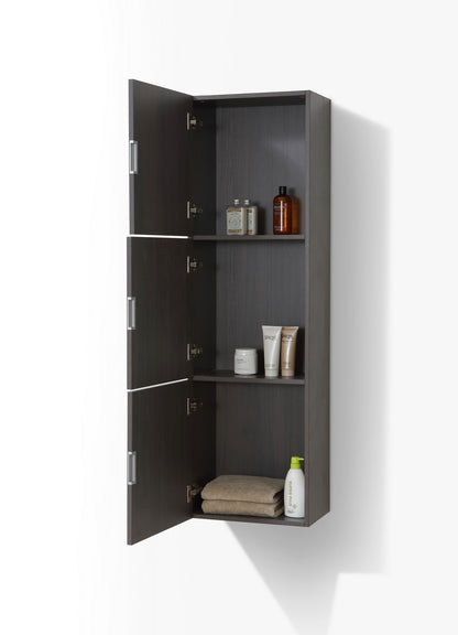 Bliss Gray Oak Bathroom Linen Cabinet w/ 3 Large Storage Areas
