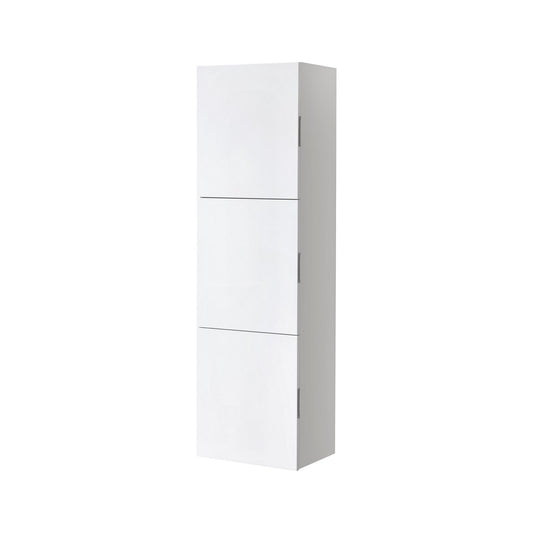 Bliss High Gloss White Bathroom Linen Cabinet w/ 3 Large Storage Areas