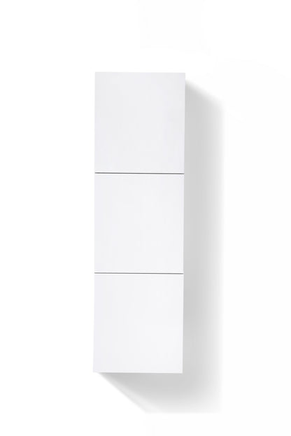 Bliss High Gloss White Bathroom Linen Cabinet w/ 3 Large Storage Areas