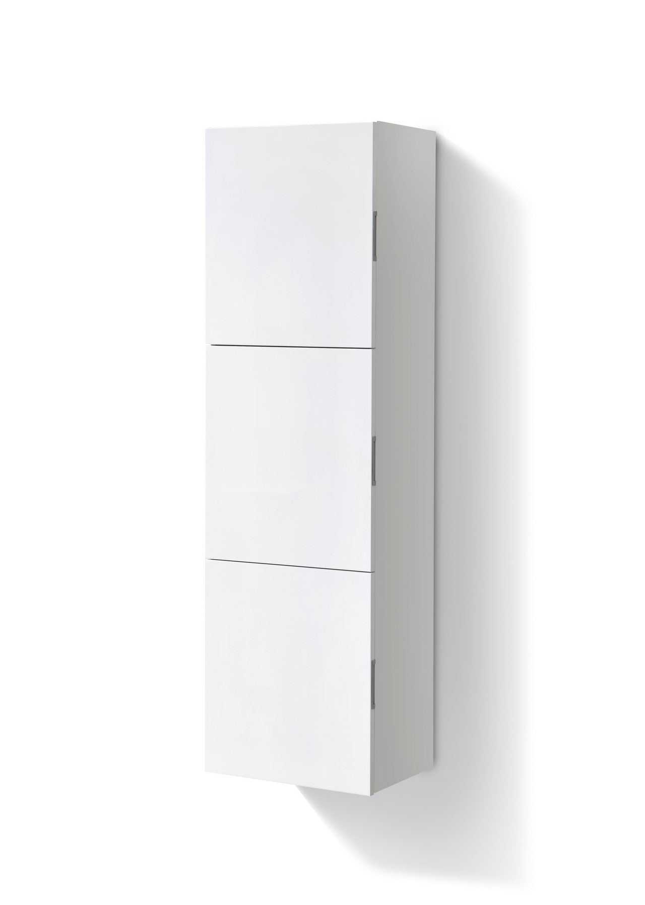 Bliss High Gloss White Bathroom Linen Cabinet w/ 3 Large Storage Areas