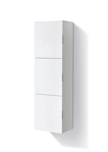 Bliss High Gloss White Bathroom Linen Cabinet w/ 3 Large Storage Areas
