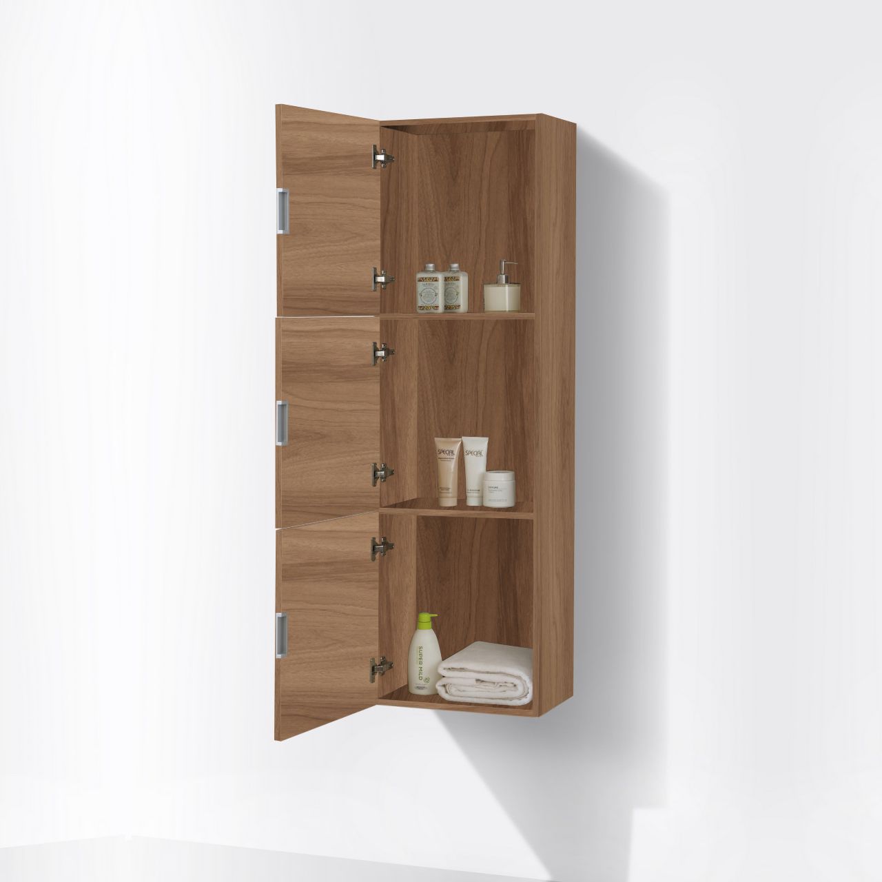 Bliss Honey Oak  Bathroom Linen Cabinet w/ 3 Large Storage Areas