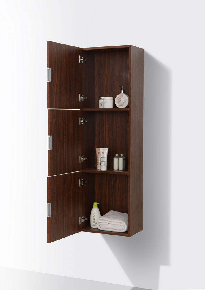 Bliss Walnut Bathroom Linen Cabinet w/ 3 Large Storage Areas