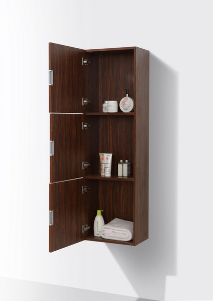 Bliss Walnut Bathroom Linen Cabinet w/ 3 Large Storage Areas