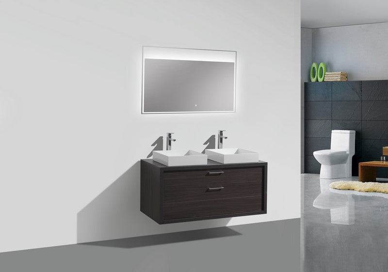 Tucci 48" Dark Gray Oak Wall Mount Double Sink Modern Bathroom Vanity