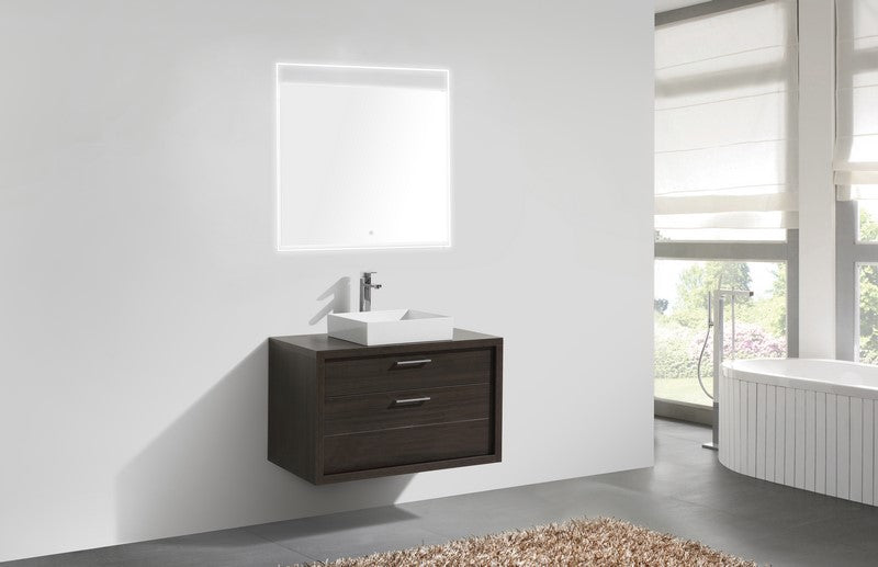 Tucci 36" Gray Oak Wall Mount Modern Bathroom Vanity