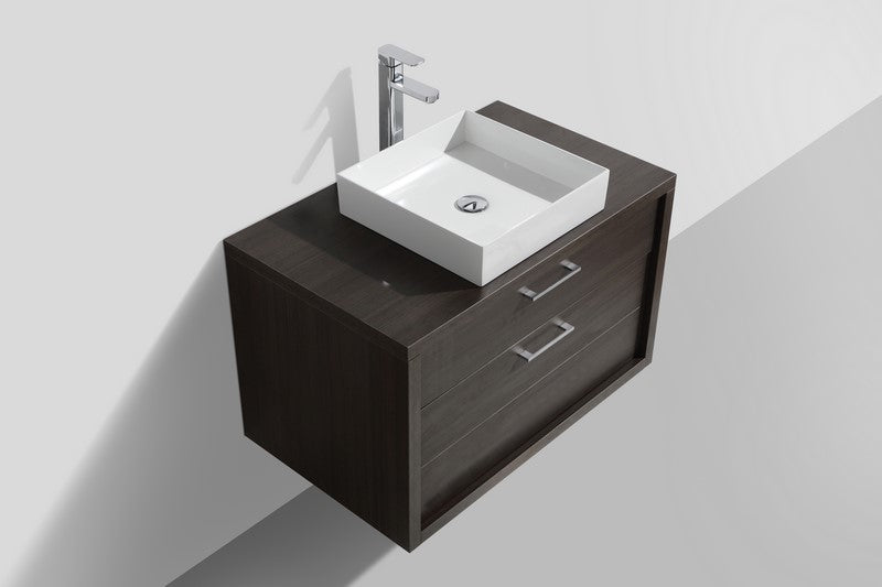 Tucci 36" Gray Oak Wall Mount Modern Bathroom Vanity