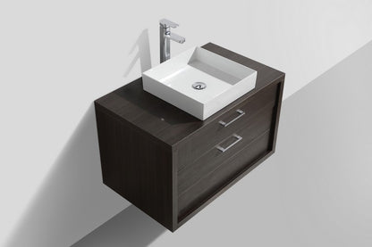 Tucci 36" Gray Oak Wall Mount Modern Bathroom Vanity